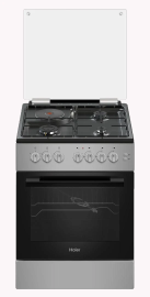 CUISINIERE HAIER HCR2031EGSB 4 FEUX (3 Gaz + 1 Électrique)  Four à Gaz – 60×60 cm – Gris